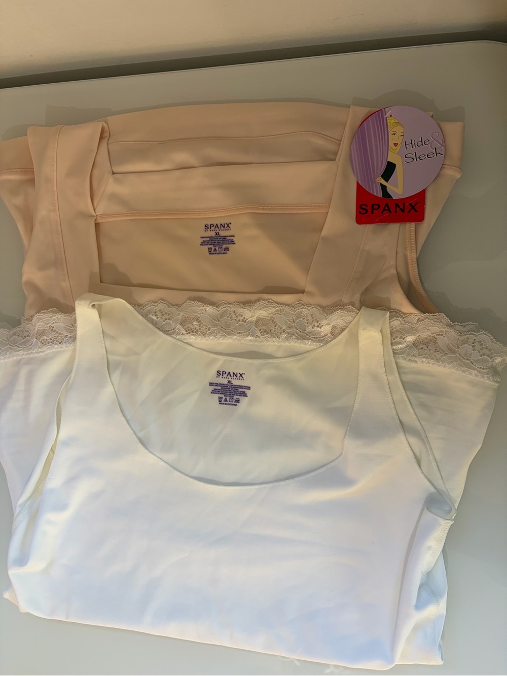 Spanx Lace-Trim Camisole Set - Blush & White
